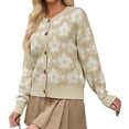 thumbnail image 2 of Floral Knit Women Long Sleeve Button Down Casual Sweater Cardigan, 2 of 5