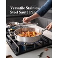 thumbnail image 5 of Saute Pan,5 Quart Saute pan,Stainless Steel Cookware,Stainless Steel skillet,12 inch Stainless Steel Saute Pans with Lid,Dishwasher and Oven Safe, Works on All Cooktops, 5 of 6