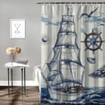 thumbnail image 2 of Orinice  Nautical Shower Curtain,Sailboat Lighthouse Shower Curtains Set 12 Hooks Waterproof Bath Curtain Bathroom,  36x72, 2 of 7