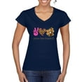 thumbnail image 1 of Peace Love Baseball Sports Womenâ€™s Standard V-Neck Tee, Navy, XX-Large, 1 of 5