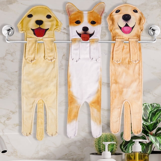 Dog Hand Towel, Kitchen Bathroom Cute Pet Hand Towel, Hanging Simulation Towel for Quick Pet Drying, Absorbent Towel for Dogs and Cats, Soft, Quick-Dry Pet Care, Perfect for Bathing and Grooming