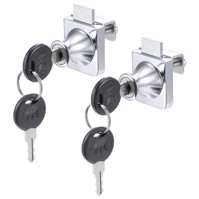 Unique Bargains Glass Cabinet Door Lock for Hinged Glass Display Cabinets Keyed Alike 2Pcs