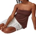 thumbnail image 3 of Women‘s Casual Basic Wrap Chest Tube Tops Irregular Hem Strapless Backless Tank Tops Bandeau Tops, 3 of 5