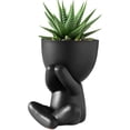 thumbnail image 2 of Ceramic Human Shaped Flower Pot Human Shape Small Cactus Pot Creative Ceramic Plants Pot Cute Vase Planter Table Decoration Sitting Mini Flower Pot for Desktop Usage Home Decor, 2 of 11