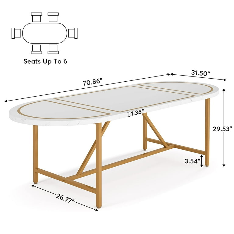 Azriel 70.9'' Executive Desk, Modern White and Gold Conference Table Mercer41