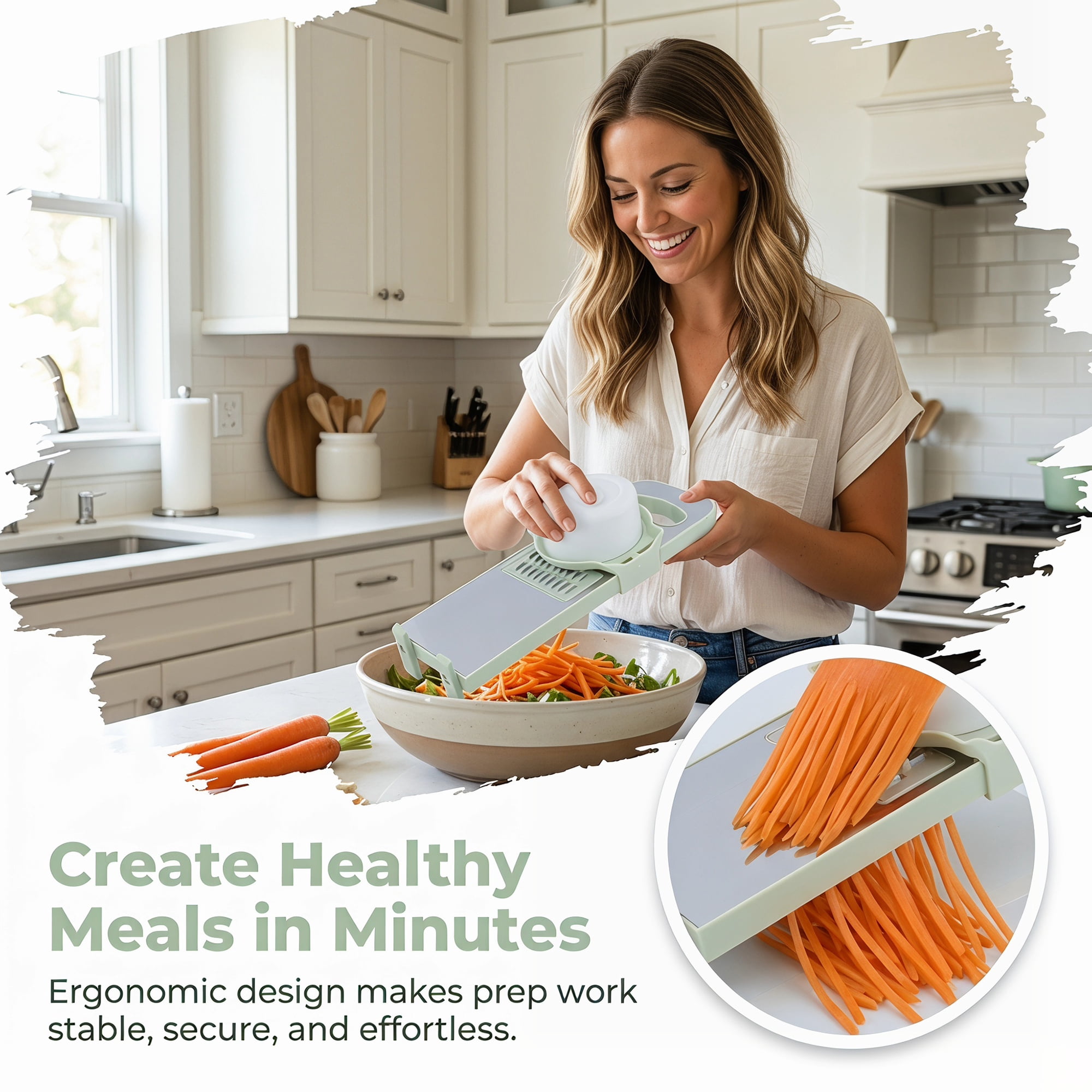 Unique Bargains Adjustable Mandoline Slicer with Chopping for Cooking 6 in 1(C) 11x4.3in