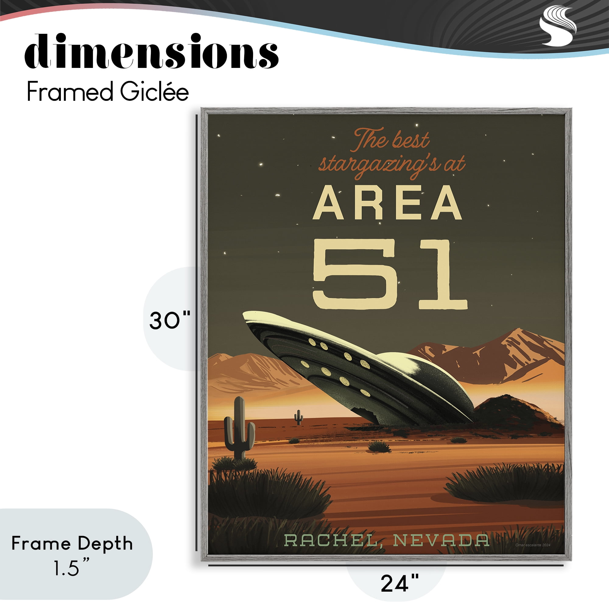 Stupell Industries Stargazing Area 51 Gray Framed Giclee Art, design by Omar Escalante