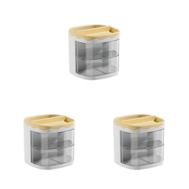 Moyic Portalápices de escritorio con compartimentos transparentes Exquisita artesanía y papelería de amplia aplicación Amarillo limón Type1 NO1
