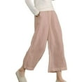 thumbnail image 2 of BLVB Womens Summer Wide Leg Capri Pants Casual Loose Cotton Linen Cropped Pants Baggy Capris Beach Lounge Trousers, 2 of 5