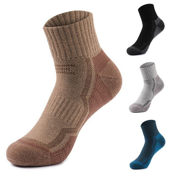 Sentmoon Men's Socks Cotton Socks Men Solid-Color Mid-Calf Wool Hiking Socks - Thickened Warm Sports Socks Wool Socks - Snow Skiing Socks