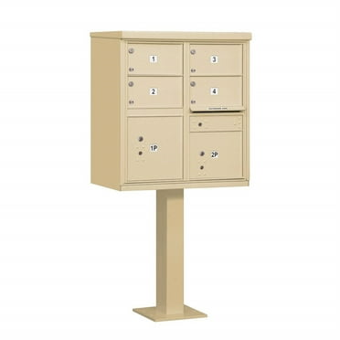 Cluster Box Unit with 4 Doors and 2 Parcel Lockers in Sandstone with USPS Access – Type V