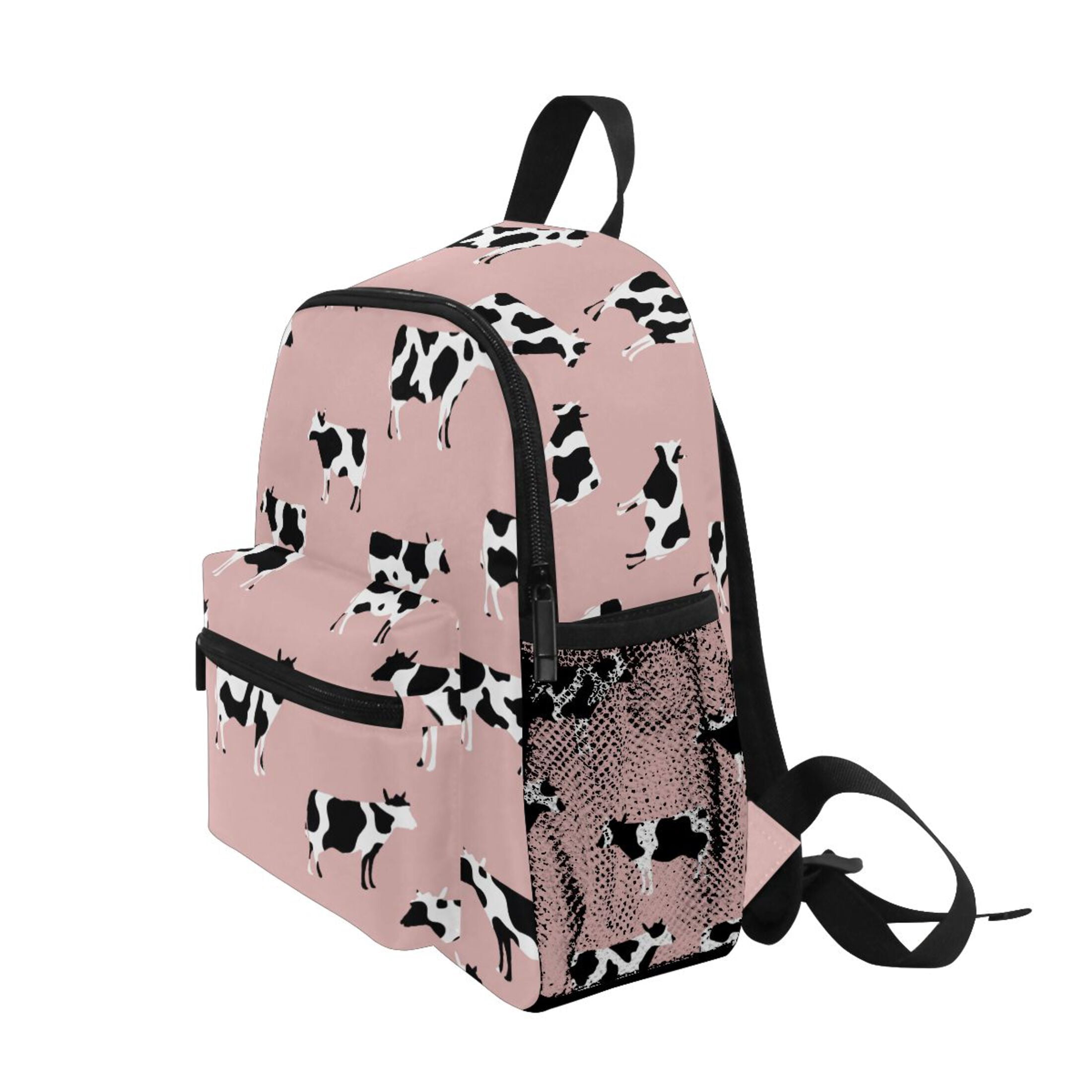 Cow Print Pattern Mini Backpack Cute Small Backpack with Chest Strap and Whistle Ages 3-8