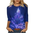 thumbnail image 2 of Holiday Gifts! Titcea Christmas Shirts for Women 3/4 Sleeve Crewneck Cute Christmas Print Pullover Sweaters 2024 Loose Comfort Casual Tops, 2 of 5