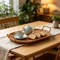 thumbnail image 6 of Boovnll Serving Tray, Woven Storage Tray with Handles Rattan Look, Decorative Wicker Basket Tray for Fruit Bread Table Counter Home Kitchen,13x9in, 6 of 7