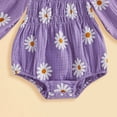 thumbnail image 6 of 9-12 Months Newborn Baby Girl Floral Romper Long Sleeve Ruched Romper With Headband, 6 of 7