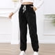 thumbnail image 3 of Gibobby Pantalones para mujer para el frío Pantalones de chándal de forro polar peludo para mujer, pantalones de forro polar con cordón grueso y cálido para invierno(Negro,M), 3 of 5