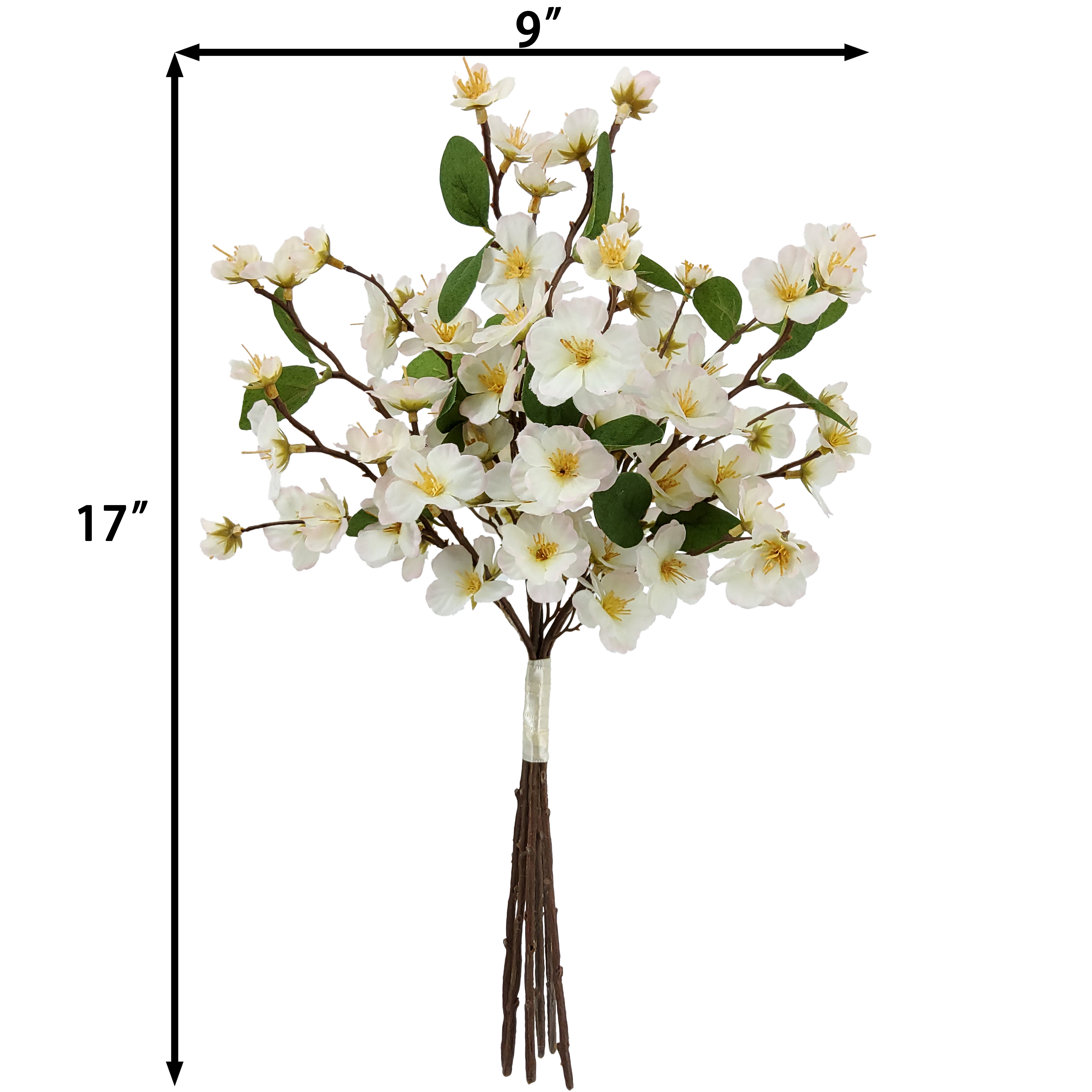 Mainstays 17in Indoor Artificial Peach Blossom Bundle, Peach Color, Artificial Flower, Blossom Flower.