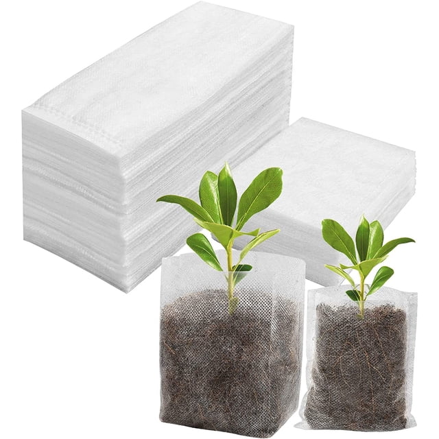 100 bolsas para plantas (15ⅹ23 cm), bolsa para cultivo de plántulas, bolsa no tejida biodegradable, bolsas para viveros, bolsa para plantas de tela degradable para plántulas y plantas JM