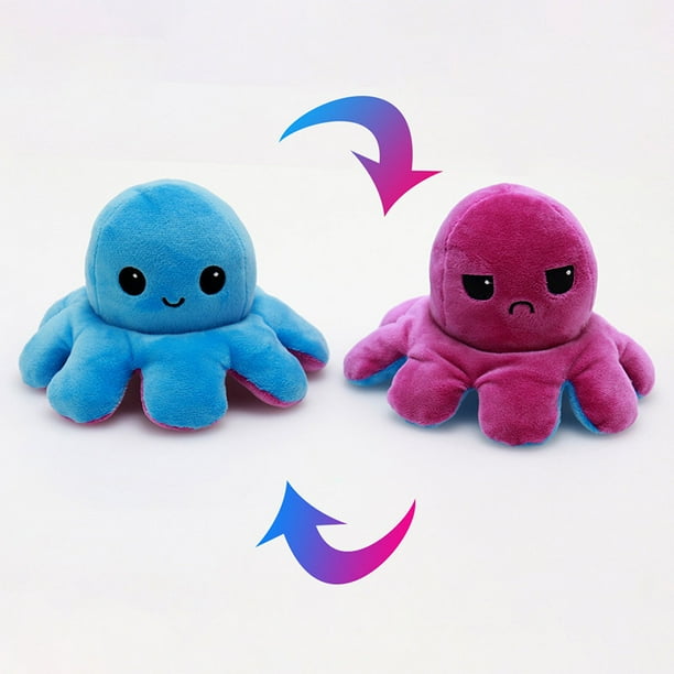 TIKTOK FLIP CUTE REVERSIBLE BIPOLAR TEETURTLE OCTOPUS TOY PLUSH TEETURTLE MOOD SWITCHER