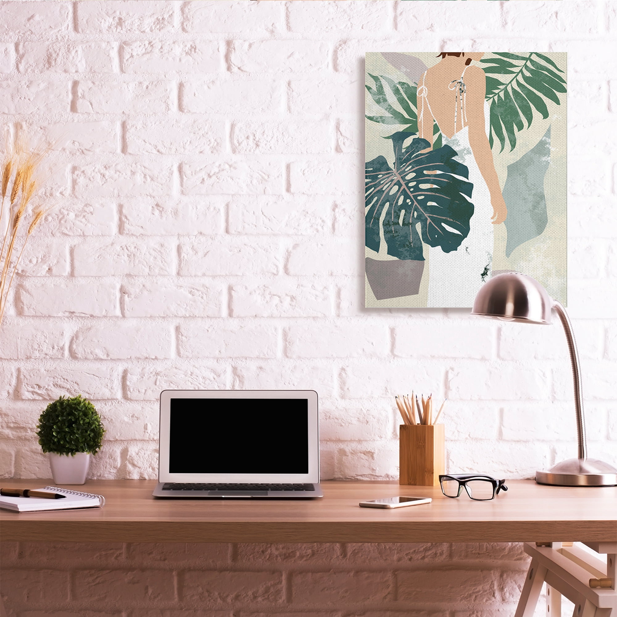 Stupell Industries Woman Between Shaded Palms Tropical Plants Canvas Wall Art, 30 x 40, Design by Melissa Wang