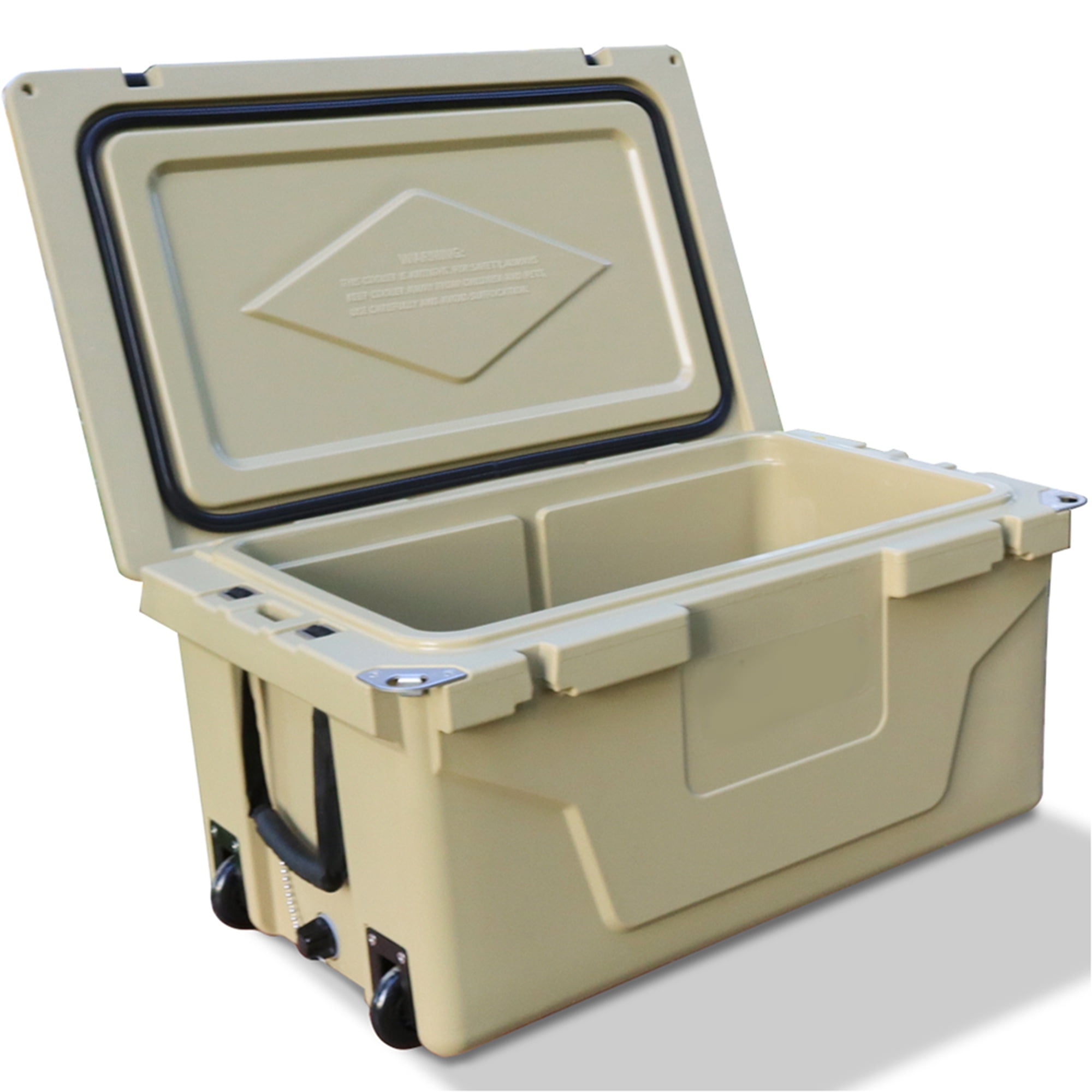 Segmart 65QT Hard Insulated Portable Cooler for Camping, Ultra-Light Insulated Ice Chest Box with 2 Wheels, Leak-Proof Cooler for Drink, Beverage, Beach, Camping, Picnic, Barbecue, Khaki