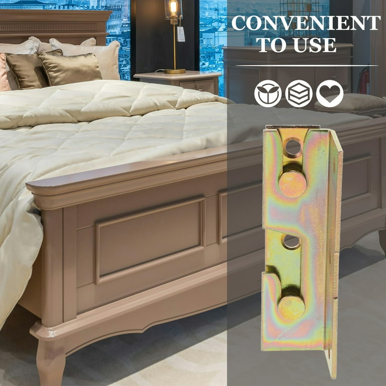 4 Pcs Bed Hinge Bed Replacement Parts Bed Frame Hardware Bed Headboard Bed Stand Golden