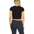 thumbnail image 4 of Women's Short Sleeve Stretch Lightweight Round Neck Solid Cropped Top T-Shirt, 4 of 4