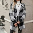 thumbnail image 4 of Tawop Flannel Long Sleeves Plush Womens Shirts Lapel Collar Plaid Loose Fit Outfits,Gray,Size 3XL, 4 of 7