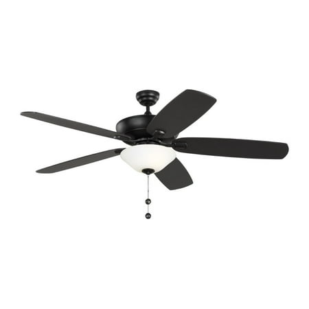 

5 Blade 60 inch Ceiling Fan with Light Kit Midnight Black/Matte White Glass Bailey Street Home 96-Bel-4239260