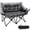 Thickened 2-seater,Gray Plaid, variant on Slsy Double Camping Chair, Extra Padded Loveseat for 2 Person Heavy Duty Folding Loveseat with Cup Holders for Camping, Fishing, or Hunting