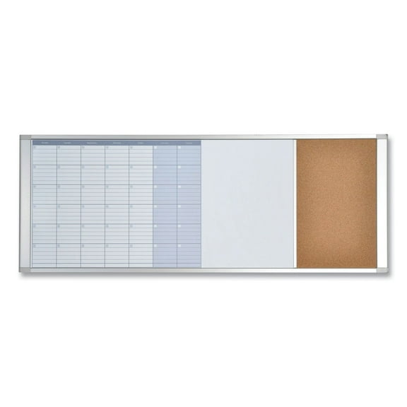 MasterVision XA429993700 48 in. x 18 in. Lacquered Steel Surface Aluminum Frame Magnetic Calendar Combo Board - White