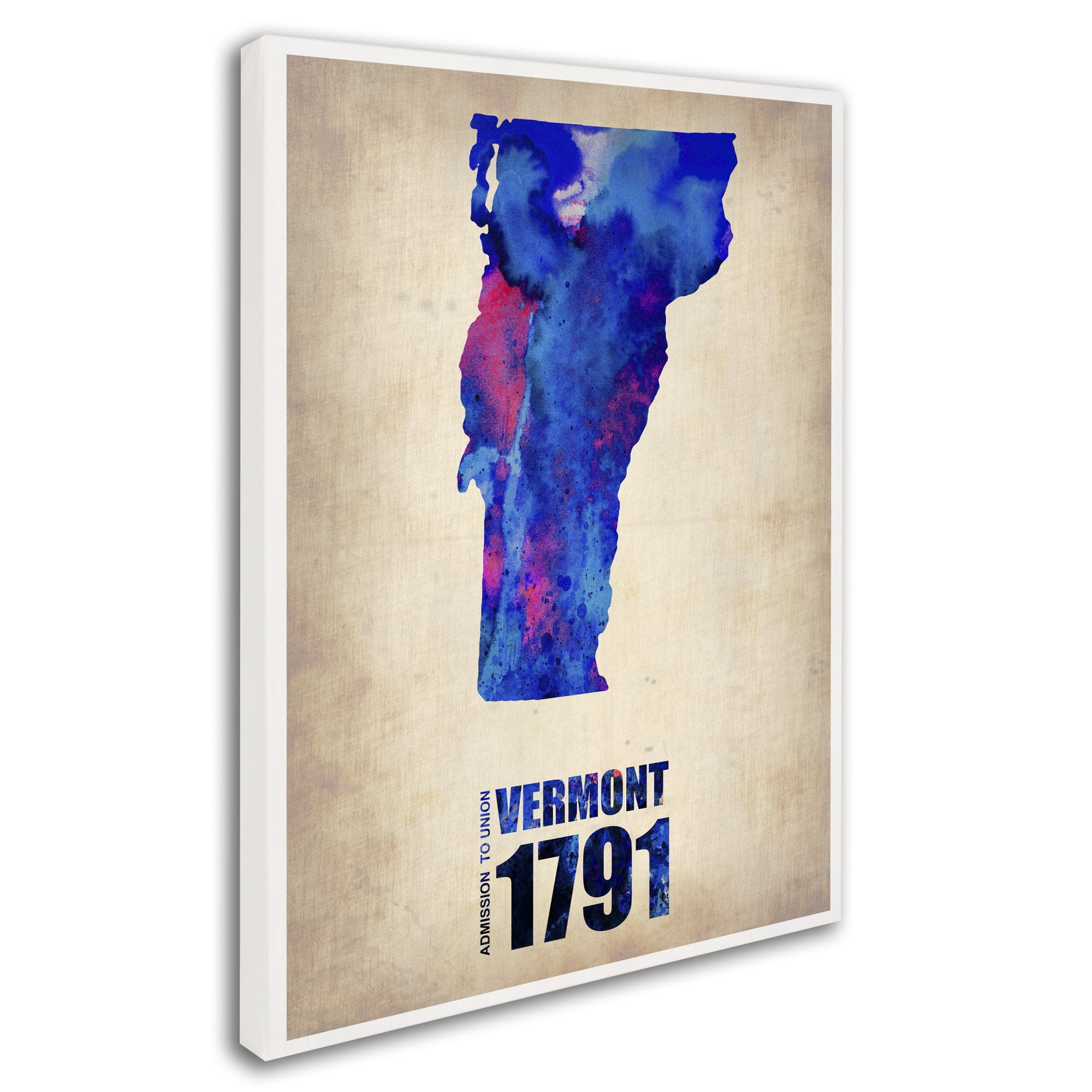 Trademark Fine Art "Vermont Watercolor Map" Canvas Art by Naxart