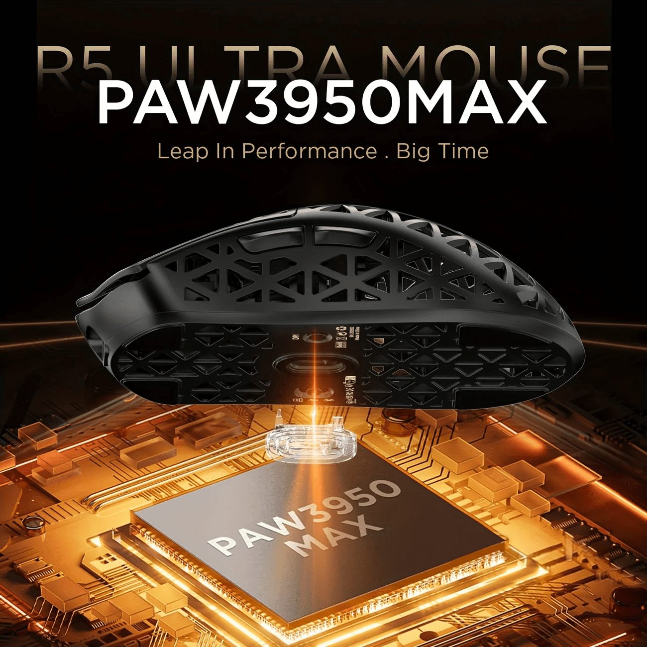ATTACK SHARK R5 Ultra Carbon Fiber Wireless 8K PixArt PAW3950MAX Gaming Mouse with 8K Coiled Cable,39g SUPERLIGHT, 8K Hz Wireless Polling Rate, MCU Nodic 52840, DPI up to 42000, BT/2.4G Wireless/Wired