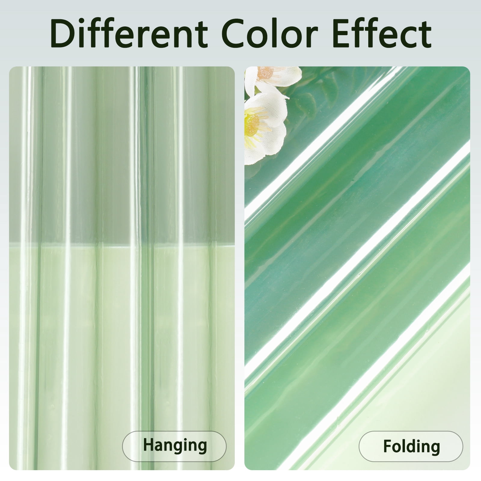 Inosoo Green Clear PEVA Shower Curtain liner,72"x 72", Lightweight