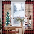 thumbnail image 3 of Red Gnomes Christmas Sheer Curtains 108 Inches Long, Xmas Tree Red Black Plaid Vintage Light Filtering Window Curtains for Living Room, Rod Pocket Voile Sheer Curtain Drapes, 52"Wx108"L, 2 Panels, 3 of 9