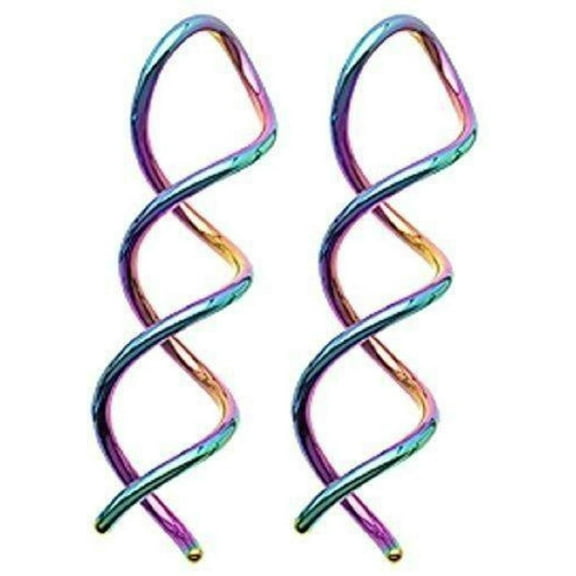 Body Accentz Earrings Rings 316L Surgical Steel Swirl Twist Tapers - Sold as a Pair Rainbow