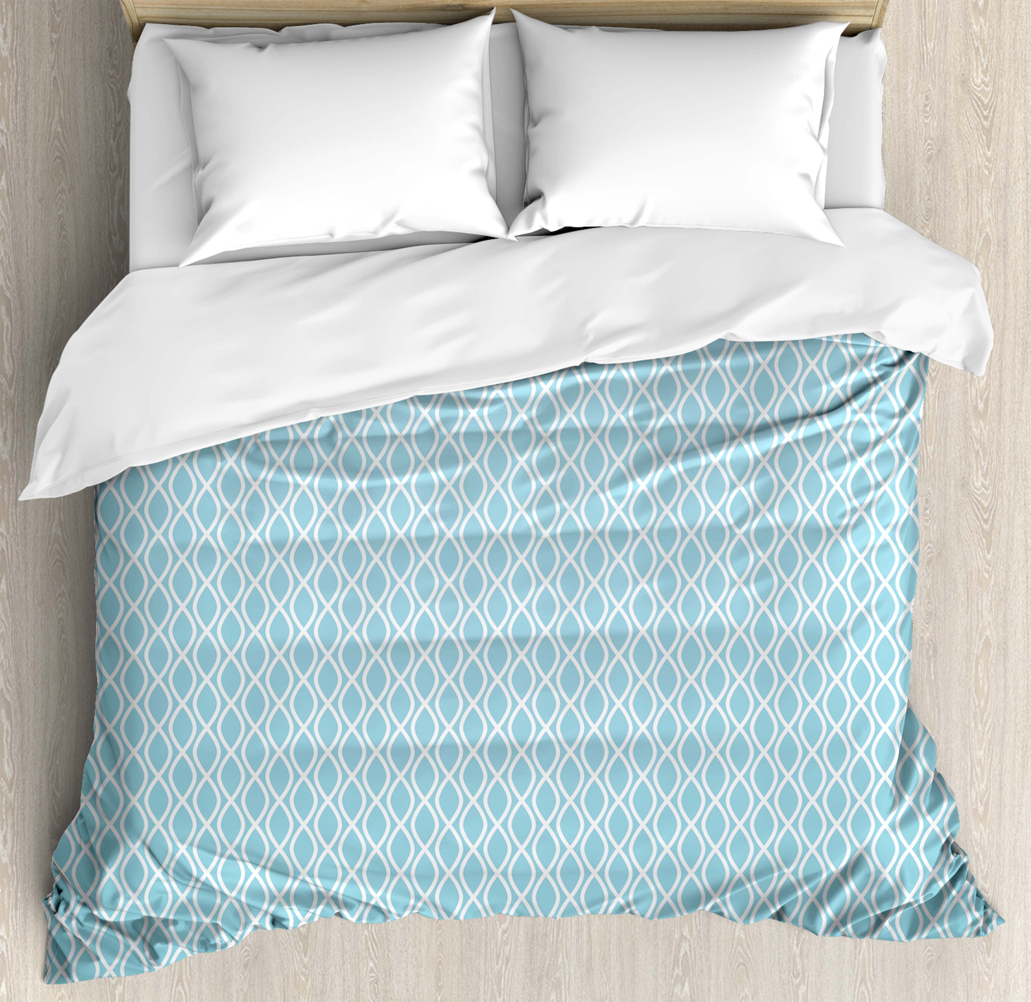 Modern King Size Duvet Cover Set Pool Water Wavy Lines Circled Web Like Design With Backdrop Art Print Decorative 3 Piece Bedding 2 Pillow