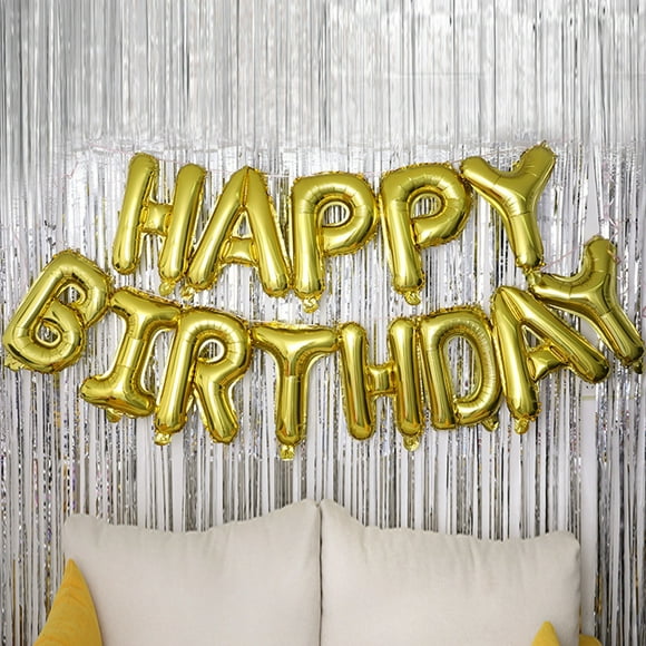 YOHOME Summer Gift！Happy Birthday Happy Birthday Letter Party Balloon Set 16In Gold
