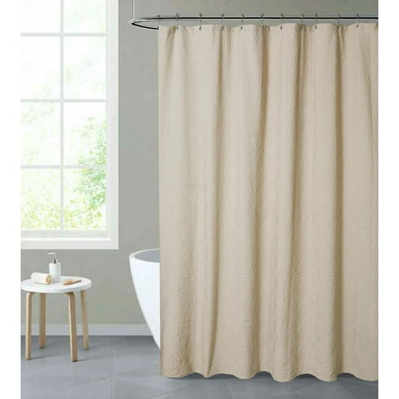 Chaps Shower Curtains with Hooks - Linen Textured Waterproof Curtain 10 Easy-slide Hooks