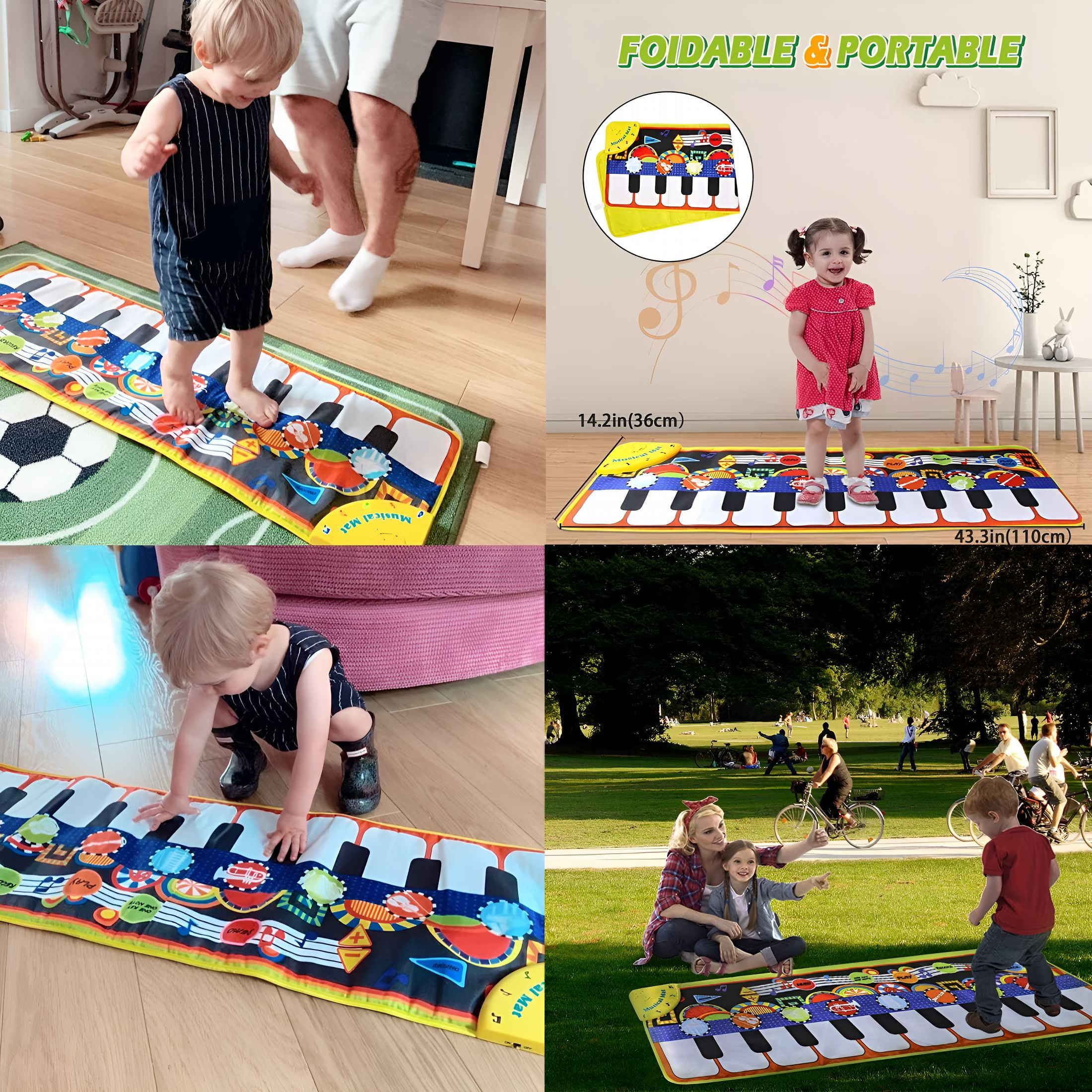 BESTSKY 2026 New Musical Piano Mat for Toddlers,25 Music Sounds Floor Piano Keyboard Mat,Touch Playmat Educational Toys for Babies and Kids 1-3 Years Old