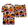 thumbnail image 6 of UAYOTSE Kids Girls Collared Button‑Front Satin Pjs, Short‑Sleeve Top and Sleep Shorts, Wearable Sleep Set for At‑Home Play and Overnight Stays Size 10-11 Years, 6 of 6