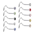 thumbnail image 4 of Milaget 10 X Nose Stud Rings Curved Screws Nose Rings L Shape Body Jewelry - Multicolor 2.0mm, 4 of 5