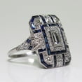 Antique Art Deco 925 Sterling Silver Sapphire Diamond Ring