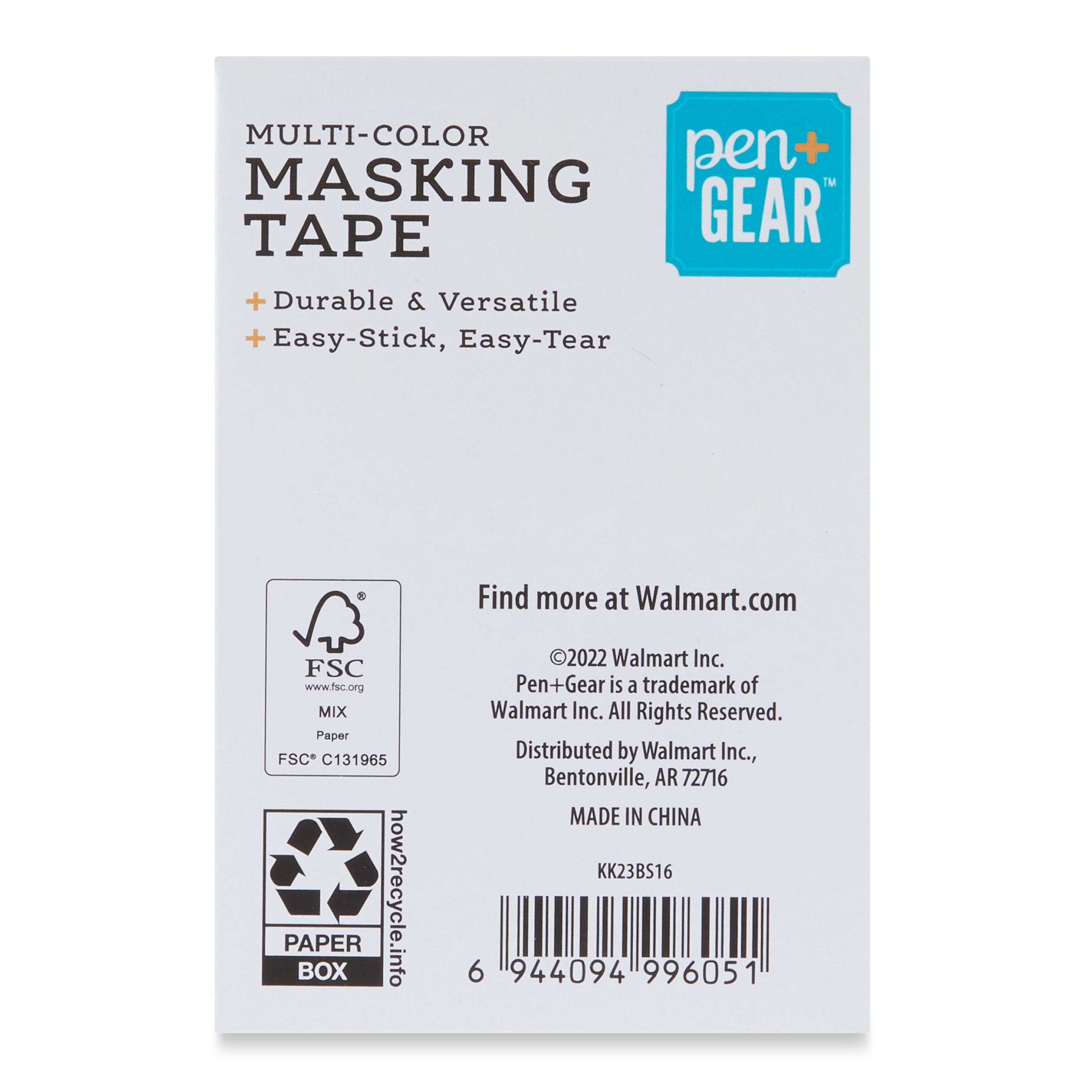 Pen+Gear Rainbow Masking Tape, 6 Rolls, 0.59 in*15 Yard, Multi Color 