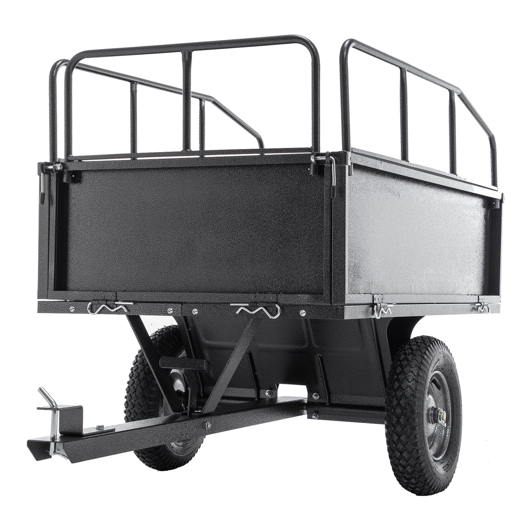 S-HOME Heavy Duty 600LBS Steel Dump Cart Trailer, 17 Cu.Ft. Capacity Tow Behind Hauling Wagon for ATV and Lawn Tractor