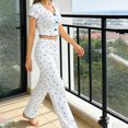 thumbnail image 6 of Levmjia Womens Pajama Set Short Sleeve V Neck Printed Pants Two Piece Sleepwear Soft Comfortable Breathable Nightwear Home Comfort Daily Wear, 6 of 7