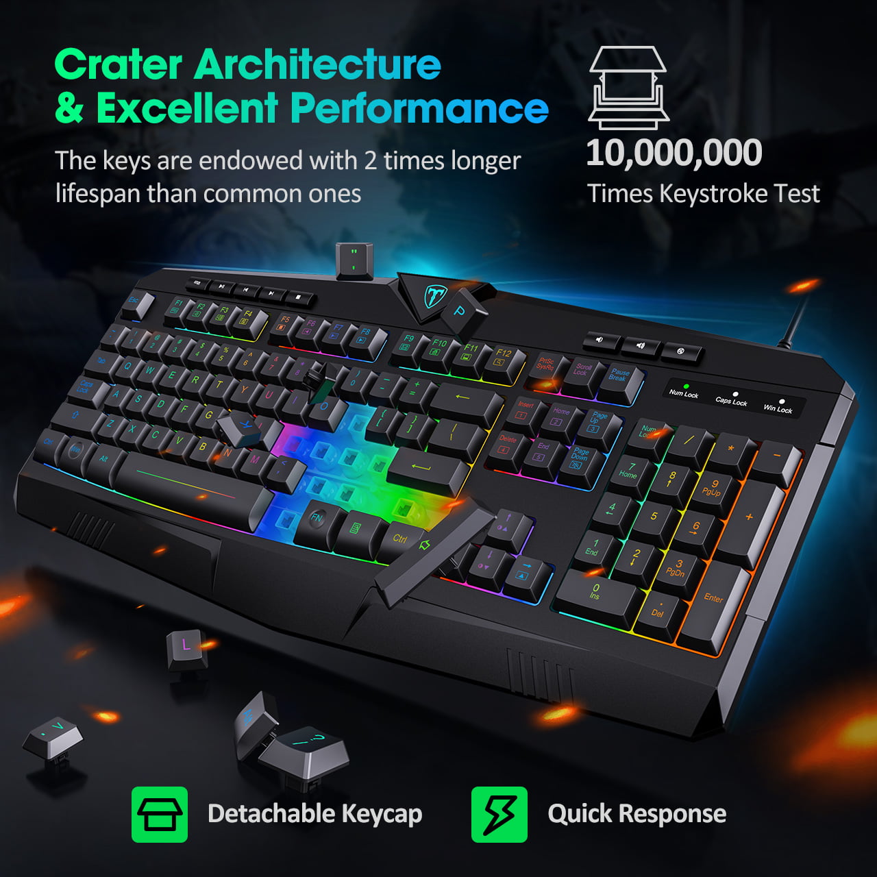 Crater Architecture Backli.. New PICTEK RGB Gaming Keyboard USB Wired Keyboard 
