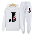 thumbnail image 2 of IROINNID Tracksuit For Women 2 Pieces Set Hooded Pullover Printed Long Sleeve Sweatshirt With Pocket Sports Suit Jogging Suit,White, 2 of 5