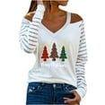 thumbnail image 2 of DPTALR Woman V-Neck Long Sleeve T-Shirt Autumn Printing Cold Shoulder Loose Blouse Tops, 2 of 4