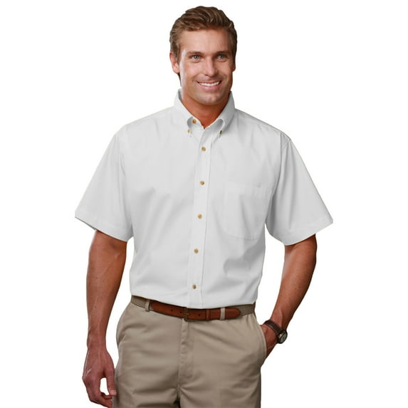 BlueGeneration Mens Short Sleeve Teflon Twill - White 3 Extra Large Solid